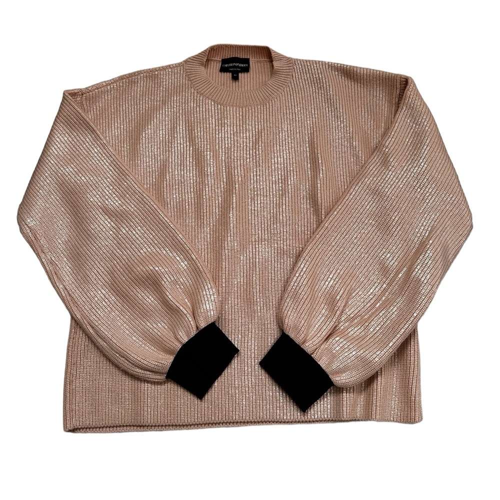 Emporio Armani Metallic Rose Crewneck Sweater Sz 42